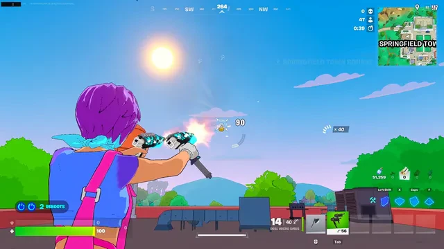 Fortnite dual pistols aimed at a distant target